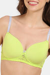 Zivame Beautiful Basics Glitter Straps Padded Non Wired 3/4th Coverage Lace Bra - Wild Lime — thumbnail 4